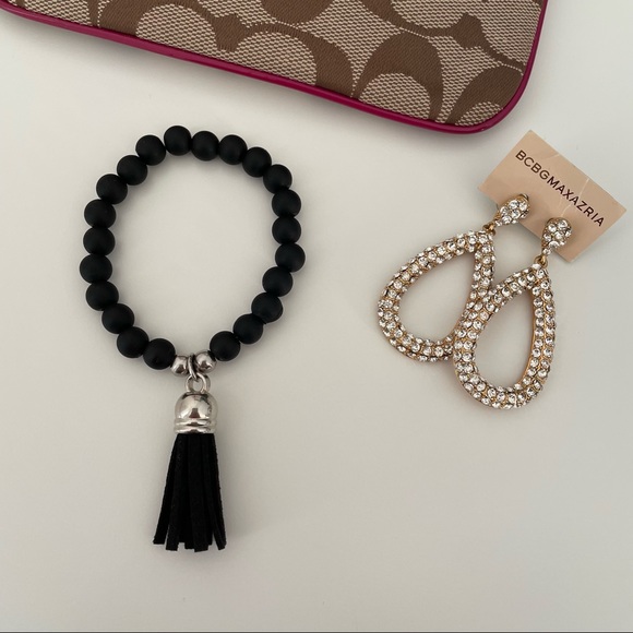 Matte Black Bracelet w/ Tassel - Picture 1 of 1